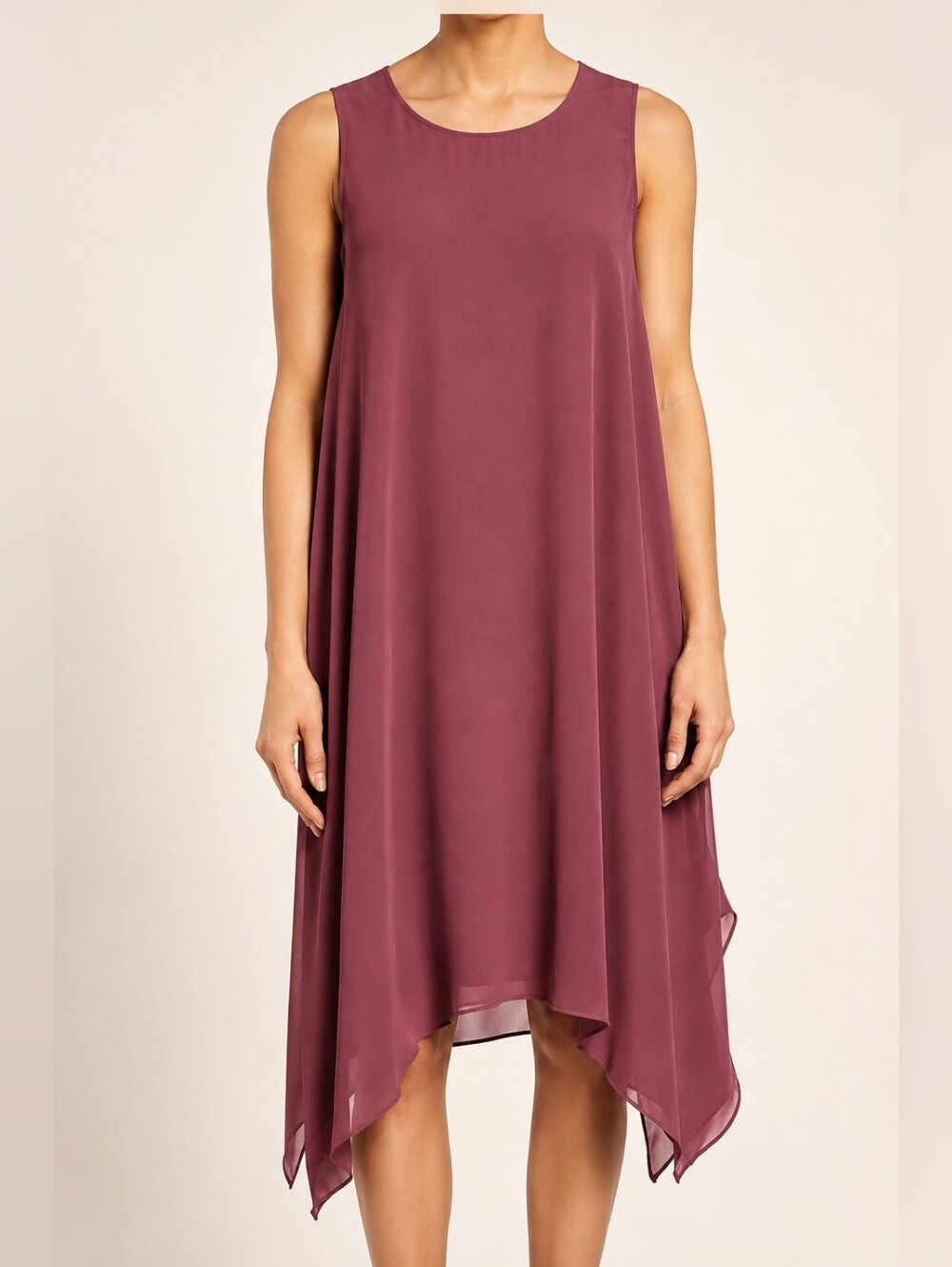 NWT Eileen Fisher jewl neck silk crepe dress PS